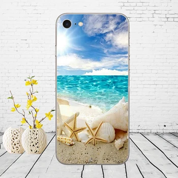 234DD vasaros Paplūdimio Scena, Saulėlydžio jūros, Palmių Minkštas Silikoninis Dangtelis Case for iphone 5 5s se 6 6s 8 plius 7 7 Plus X XS SR MAX atveju