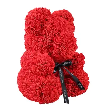 24cm Meškiukas Gėlės PE Dirbtinių Rožių Padengia Šalis, Vestuvių Dekoravimas Romantiška Valentino Dienos Dovanos Raudona Rožinė Dropshipping