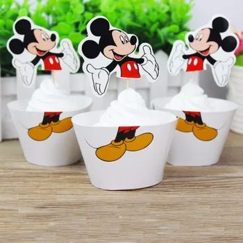 24pcs Mickey Mouse temą cupcake įpakavimo&rėžtuvės vaikams gimtadienio prekių cupcake atvejais tortas linijinės tortas dekoravimo reikmenys