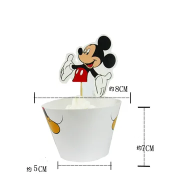 24pcs Mickey Mouse temą cupcake įpakavimo&rėžtuvės vaikams gimtadienio prekių cupcake atvejais tortas linijinės tortas dekoravimo reikmenys