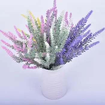 25 Galvutės/Puokštė Romantiška Provanso Dirbtinių Gėlių Violetinė Levandų Puokštė su žaliais Lapais, Namų Dekoracijos