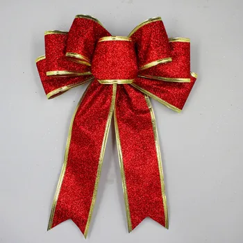 25cm Didelis peteliškę Blizgučiai Raudona Sidabro Aukso Kalėdų Juostelės Laivapriekio Kalėdų Eglutė Lankai Apdaila Rankų darbo Kalėdų Ornamentu