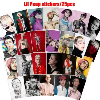 25pcs Sumaišyti Lil Peep plakatas, Lipdukas Grafiti Roko muzikos Lipdukai, Nešiojamas Bagažo Riedlentė Vandeniui 