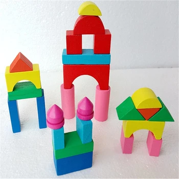 26-50pcs/set Vaikas Mediniai Mini Pilies Pastatas, Mūrinis Geometrinės Formos Blokus Švietimo Žaislai Surinkti Žaidimas Aplinka, Draugiškas