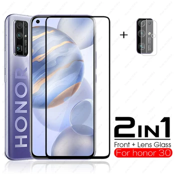 2in1 visiškai padengti grūdinto stiklo huawei honor 30 stiklas Huawei Honor 30 5G screen protector kameros objektyvo stiklas