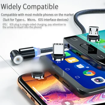 2M Magnetinio Krūvio Kabelis, Mikro USB Kabelis iPhone, 11 Pro Max XR Magnetas Įkroviklis USB C Tipo Kabelis LED Įkrovimo Laidas 3-in-1