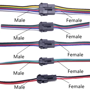 2pin 3pin 4pin 5pin 6pin led vielos jungtis Vyrų/moterų DĻSV SM Plug Elektroninių Jungtis Vielos kabelis, led šviesos Vairuotojo VAIZDO