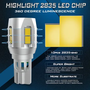 2vnt 1200Lm T15 W16W Canbus LED lemputes, led Atsarginės Atbulinės šviesos Super šviesus 10SMD 2835 balta 12V Už Mazda 3 6 CX-5 323 5 CX5 2