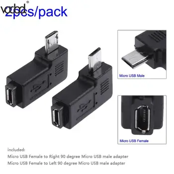 2vnt/daug 90 Laipsnių USB Kairėje ir Dešinėje Kampu, Micro 5pin moterį, Micro USB Male Duomenų Adapteris, Mini USB Jungtis Kištukas Micro USB