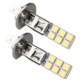 2VNT H1 55W LED Žibintų Lemputes Rinkinio Rūko Važiavimo Dieną Veikia Lempos 6000K Super Balta 5050 12LEDs Lemputės priekinių Žibintų