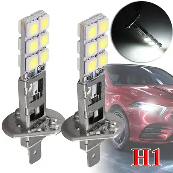 2VNT H1 55W LED Žibintų Lemputes Rinkinio Rūko Važiavimo Dieną Veikia Lempos 6000K Super Balta 5050 12LEDs Lemputės priekinių Žibintų