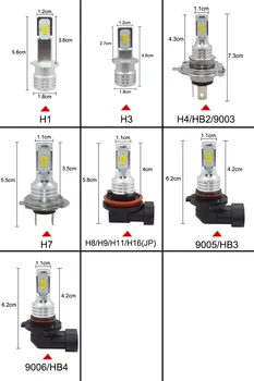 2vnt H4, H7, H11 H8, H9 9006 HB4 H1 9005 HB3 Mini Automobilių Žibintų Lemputės LED Lempa su SPT Chip 12000LM Auto Rūko Žibintai 6000K 8000K