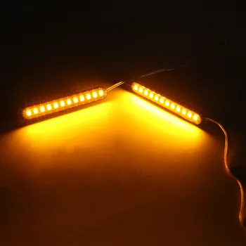2VNT LED Posūkio Signalai, Juostelės Motociklo Tekančio Vandens Liekamosios Stabdymo Žibintai 12 LED 3528SMD Licenciją Plokštelės Šviesos Indikatorių Sustabdyti Mirgėjimo