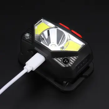 2VNT LED Žibintai Įkrovimo Judesio Jutiklis Žibintas Built-in BatteryWith USB laisvų Rankų priekinis žibintas Žvejybos Kontrolės
