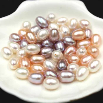 2vnt/maišas Natūralių Gėlavandenių Perlų Prarasti Pearl Pabrėžti Pusė-hole Ryžių formos Auskarai 