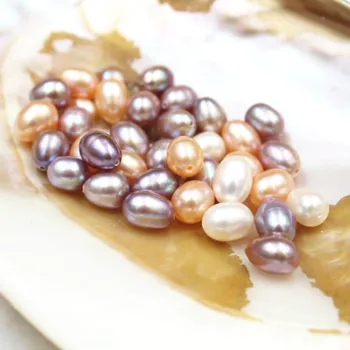 2vnt/maišas Natūralių Gėlavandenių Perlų Prarasti Pearl Pabrėžti Pusė-hole Ryžių formos Auskarai 