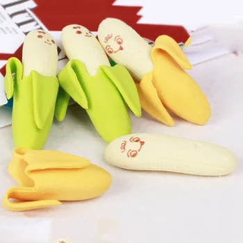 2VNT Mielas Mielas Bananų Vaisių Stiliaus Gumos Pieštuko Trintukas Studentams, Kanceliarinės prekės mokyklinės prekės, Medžiagos, pieno stiklo Trintukai Vaikams