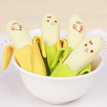 2VNT Mielas Mielas Bananų Vaisių Stiliaus Gumos Pieštuko Trintukas Studentams, Kanceliarinės prekės mokyklinės prekės, Medžiagos, pieno stiklo Trintukai Vaikams
