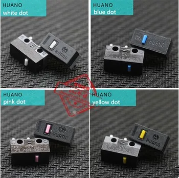 2vnt/pack originalus naujas HUANO pelės mikro mikro jungiklis mygtukas balta/geltona/mėlyna/rausva tašku pasirinkimas