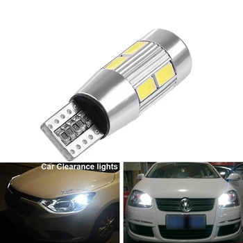 2x T10 W5W Automobilio LED Signalo Lemputė Canbus Auto Vidaus apšvietimo Licencijos Plokštės Skaityti Ruožtu Pleišto Pusėje Stovėjimo Atvirkštinio Stabdžių Žibintas 10SMD