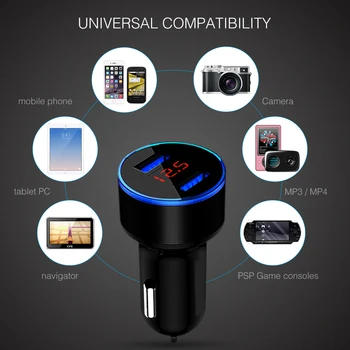 3.1 Dual USB Automobilinis Įkroviklis Universalus LED Ekranas Mobiliųjų Telefonų Kroviklių Samsung S9 