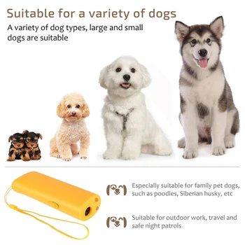3 1. Šuo Stabdžių Loti Prietaiso Ultrasonic Dog Repeller Sustabdyti Žievė Kontrolės Mokymo Atsargos Su LED Žibintuvėliu