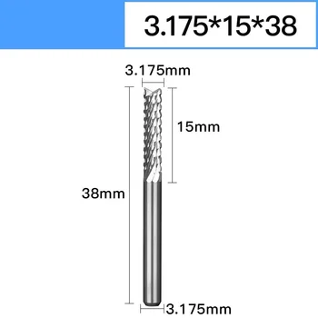 3.175 mm Volframo karbido Pabaigos frezos pratęstas PCB Kukurūzų Dantų elektros kelvedžio bitai Graviravimas Įrankiai medžio Pjovimo Grandinė