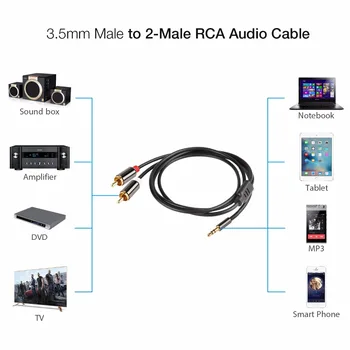 3.5 mm 2 RCA Audio Kabelis, AUX Splitter Vyrų Vyrų 3.5 mm Stereo 2 RCA Adapteris Garsiakalbio Laido stiprintuvo Telefono Edifer DVD TV