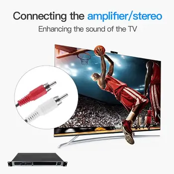 3.5 mm Female Stereo 2 RCA Male Plug Aux Audio Ausinių Lizdą Konverteris Adapterio Kabelį DVD TV VCD Garso Kabeliai Raudona Balta