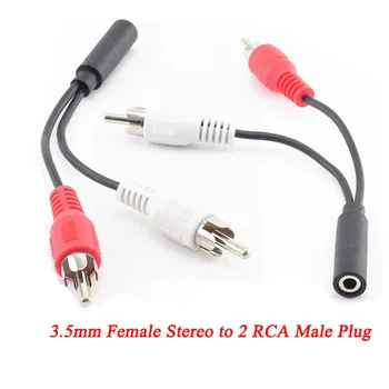 3.5 mm RCA Female jungtis jack Stereo Kabelio Y kištuko 2 RCA Male Adapter 3.5 Audio aux Lizdas, jungtis, Ausinių muzikos vielos