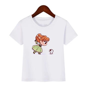 3-9 Kawaii Mermaid ir Elf Geriausias Draugas Spausdinti Animacinių Merginų Topai Vasaros Vaikų Drabužius, snieguolė Princesė Alisa T-Shirt 2019