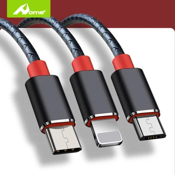 3 in 1 USB Cable for iphone xr greito įkrovimo tipas c micro c kabelio xiaomi mi laidas duomenų vielos mobiliojo telefono kabeliai