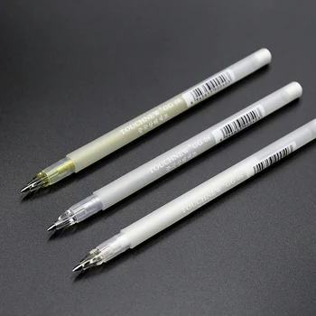 3 spalva Balta, Aukso, Sidabro Gelio Rašiklis menininkas juodo popieriaus piešti, piešti eskizus, Manga, Iliustracija
