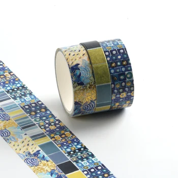 3 Vnt/set Dekoratyvinės Dailės Geometrijos Aukso Washi Tape Nustatyti Japonų Popieriaus Lipdukai Scrapbooking Derliaus Klijų Washitape Stacionarių