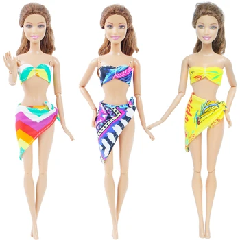 3 Vnt / Set Rankų darbo Lėlės maudymosi kostiumėlį Mišraus Stiliaus Vasaros Šalis Nešioti Bikini Maudymosi Drabužius Barbie Lėlės Priedai Vaikams, Žaislas