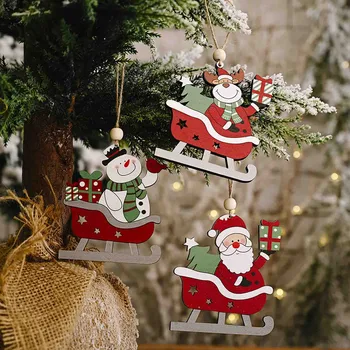 #30 Kalėdų Papuošalai Slidinėjimo Automobilių Medinis Pakabukas Briedis Vyresnio Amžiaus Slidinėjimo Pakabukas Kalėdų Eglutė Dovanų Decoración Navideña Kalėdos