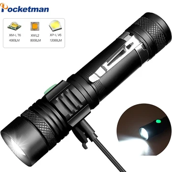 3000 Lums LED Žibintuvėlis USB žibintų led žibintuvėlis Ypač Ryškus T6/L2/V6 lanterna Galia Patarimai Dviračio Žibintas Įkraunamas Naudoti 18650