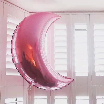 36 colių mėnulio formos aliuminio folija balionas gimtadienio dekoracija vaikai ballon Vestuvių prekių kolbų Su širdies balionu