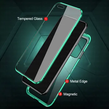 360 Dvipusis Stiklo Atveju, Huawei Y9 Premjero 2019 Atveju, Magnetinės Metalo Bamperis galinis Dangtelis ant Huawei P Smart Z Atvejais PSmartZ