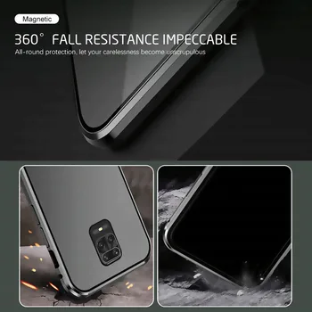 360 Magnetinio Adsorbcijos Metalo Atveju Xiaomi 10 Lite Redmi Pastaba 9s 8 8T 7 Pro 9A K20 Mi 10 9T 10T Pro dvipuses Stiklo danga