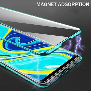 360 Magnetinio Adsorbcijos Metalo Atveju Xiaomi Mi 10 9T 10T Pro Redmi 10 Pastaba 9s 8 8T 7 Pro Lite X3 9C Dvipusis Stiklo danga