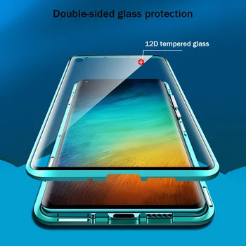 360 Magnetinio Adsorbcijos Metalo Atveju Xiaomi Mi 10 9T 10T Pro Redmi 10 Pastaba 9s 8 8T 7 Pro Lite X3 9C Dvipusis Stiklo danga