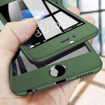 360 Visas Encirclement Telefono dėklas Skirtas iPhone 11 Pro Max PC Apsauginis Dangtelis Skirtas iPhone 6 6s 7 8 Plus X XS MAX XR Atveju Su Stiklo