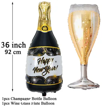 36inch Šampano Butelį Goblet Folija Balionai 2021 Laimingų Naujųjų Metų Išvakarėse Dekoracijos Kalėdų Dekoro Namai