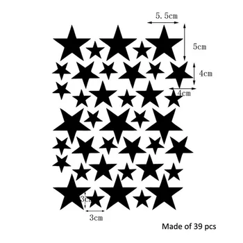 39 Žvaigždės Lipduką Auksas, Sidabras Star Modelį PVC 