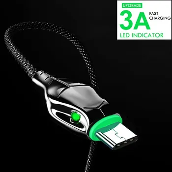 3A Greitas Įkroviklis Black Mamba LED Indikatorius Micro USB Kabelis USB C Tipo Kroviklio Laidą 