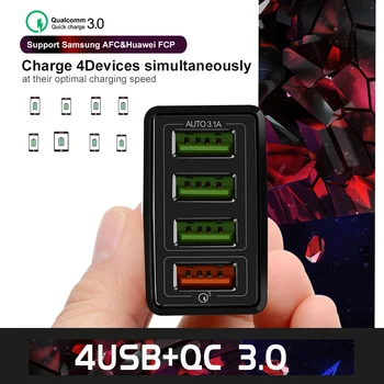 3A USB greitas greitas Įkroviklis, sieninis kroviklis i telefono X MAX Hua wei Suma dainuojama xiao mi ES MUMS kištukinis adapteris, Multi USB jungtis QC3.0