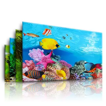3D Akvariumas Kraštovaizdžio Plakatas Žuvų Bakas Fone Tapybos Lipdukas dvipusis Vandenyno Jūros Augalų Fone HD Akvariumo Apdaila