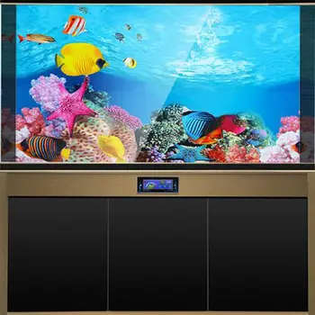3D Akvariumas Kraštovaizdžio Plakatas Žuvų Bakas Fone Tapybos Lipdukas dvipusis Vandenyno Jūros Augalų Fone HD Akvariumo Apdaila