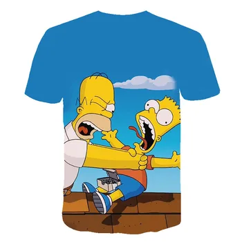 3D Atspausdintas Vaikams, Cartoon Simpson t-shirt Vasaros Berniukų ir mergaičių Aukštos Kokybės Juokingas Anime marškinėliai Vaikams Laisvalaikio trumpomis rankovėmis
